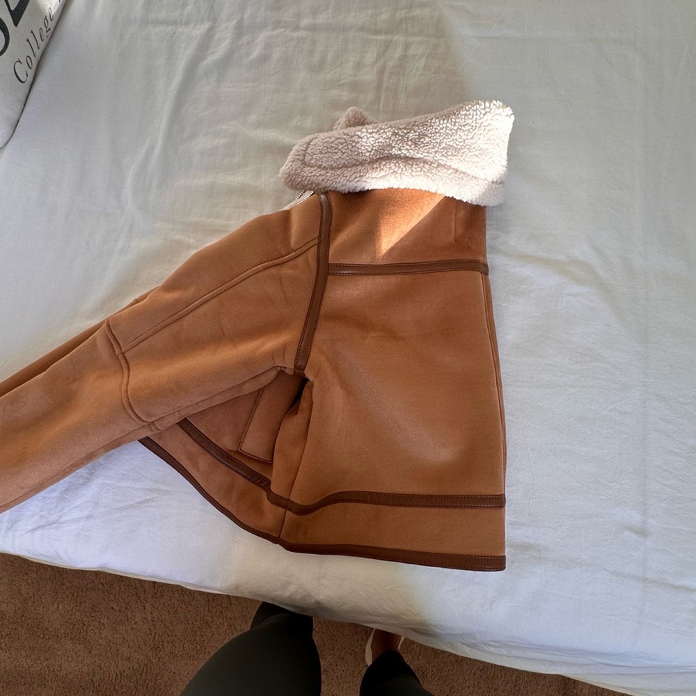 Vegan Suede Shearling Coat - Picture 6 of 11